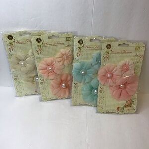PRIMA FLOWERS Craft Supplies DIY Scrap Booking Flowers with Pearls LOT